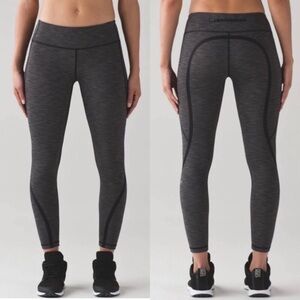 Lululemon On Track Tight In Heathered Grey / Black Size 2